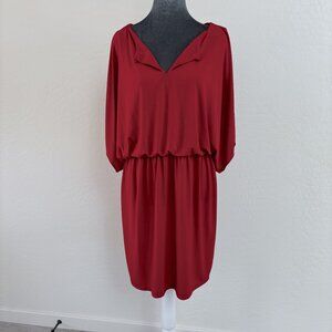 Coldwater Creek Knit Slit Sleeve Elastic Waist Dress - Red - Size 12